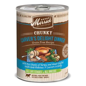 Merrick Carver's Delight Dinner Wet Dog Food With Big Chunks Of Turkey Gold Potatoes & Carrots In Gravy Grain Free
