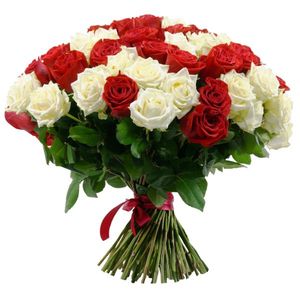 Bouquet Of Red & White Roses