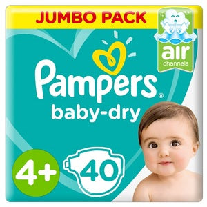 Pampers Baby-Dry Diapers Size 4+ Maxi+ 10-15Kg Jumbo Pack