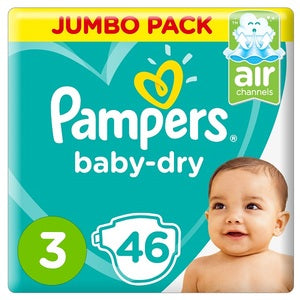 Pampers Baby-Dry Diapers Size 3 Midi 6-10Kg Jumbo Pack