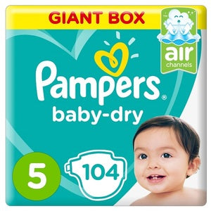 Pampers Baby-Dry Diapers Size 5 Junior 11-16Kg Giant Box
