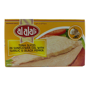 Al Alali Tuna Slices In Sunflower Oil With Garlic & Black Pepper