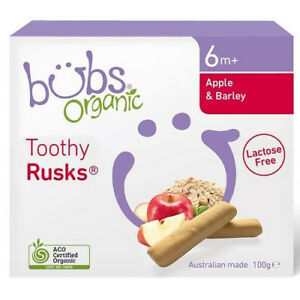 Organic Bubs Toothy Rusk Apple And Barley Lactose Free