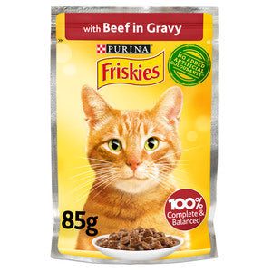 Purina Friskies Beef Chunks in Gravy Wet Cat Food Pouch