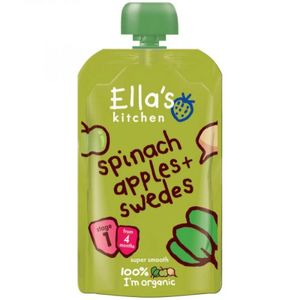 Ella's Kitchen Organic Baby Puree Spinach Apples & Swedes Flavor (4+ Months) No Added Sugar No Added Salt
