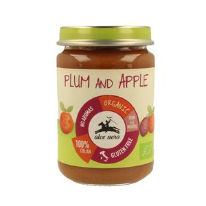 Alce Nero Organic Plum & Apple Baby Puree (4-6 Months) Gluten Free Aroma Free
