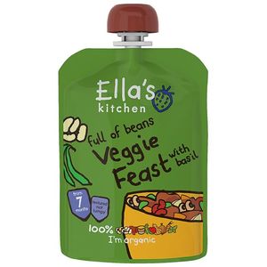 Ella's Kitchen Organic Baby Puree Full Of Beans Veggie Feast With Basil (7+ Months) No Added Sugar No Added Salt