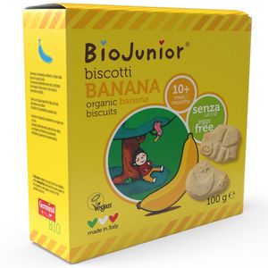 Bio Junior Organic Biscuits Banana Flavor For Babies (7+ Months) Egg Free