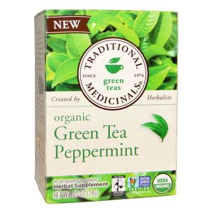 Traditional Medicinals Organic Green & Peppermint Herbal Tea Bags Gmo Free