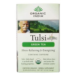 Organic India Tulsi & Green Tea Herbal Tea Bags With Caffeine Caffeine Free