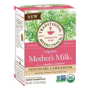 Traditional Medicinals Mother's Milk Organic Shatavari Caradamom Herbal Tea Bags Caffeine Free Gmo Free