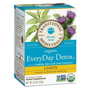 Traditional Medicinals Every Day Detox Organic Herbal Tea Bags Lemon Flavor For Healthy Liver Function Caffeine Free