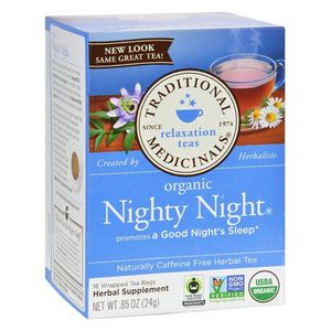 Traditional Medicinals Nighty Night Organic Herbal Tea Bags For Promoting Good Night Sleeps Gmo Free Caffeine Free