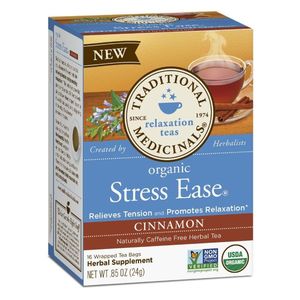 Traditional Medicinals Stress Ease Organic Cinnamon Herbal Tea Bags Gmo Free Caffeine Free