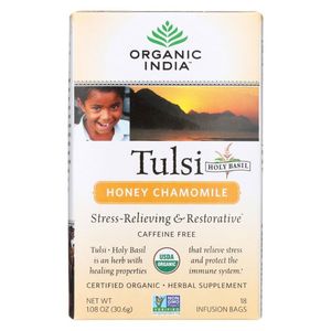 Organic India Tulsi Honey Chamomile Tea Bags Caffeine Free