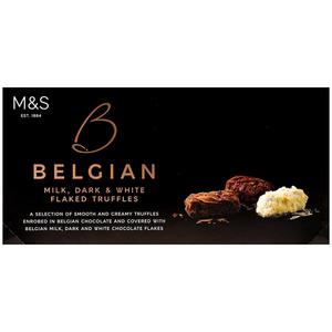 Belgian Milk Dark & White Flaked Truffles