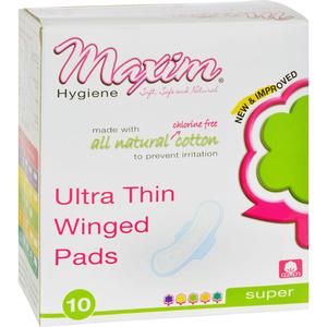 Maxim Natural Ultra Thin Winged Pads Overnight