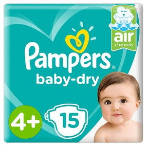 Pampers Baby-Dry Diapers Size 4+ Maxi+ 10-15Kg Carry Pack
