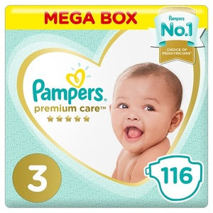 Pampers Premium Care Diapers Size 3 Midi 6-10 Kg Mega Box