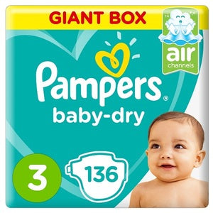 Pampers Baby-Dry Diapers Size 3 Midi 6-10Kg Giant Box