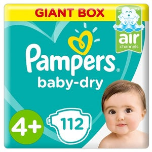 Pampers Baby-Dry Diapers Size 4+ Maxi+ 10-15Kg Giant Box