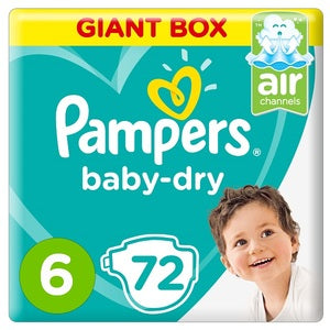 Pampers Baby-Dry Diapers Size 6 Extra Large 13+Kg Giant Box