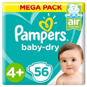 Pampers Baby-Dry Diapers Size 4+ Maxi+ 10-15Kg Mega Pack