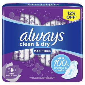 Always Clean & Dry Maxi Thick Large Sanitary Pads