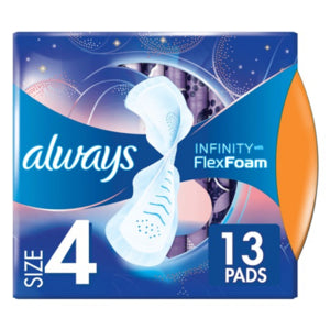 Always Zero Feel Night Revolutionary Technology Size 4 Sanitary Pads With Wings