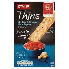 Ryvita Thins Flatbread Cheese And Cracked Black Pepper