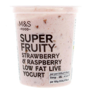 Super Fruity Low Fat Strawberry & Raspberry Yogurt